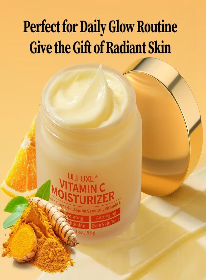 ulluxe Vitamin C Face Moisturizer, Brightening & Anti-aging Face Cream with Turmeric for Dark Spots, Wrinkles & Uneven Tone, Glowing Skin Care Hydrating with Niacinamide & Squalane for All Skin Types, 2.3 Oz - Image 3